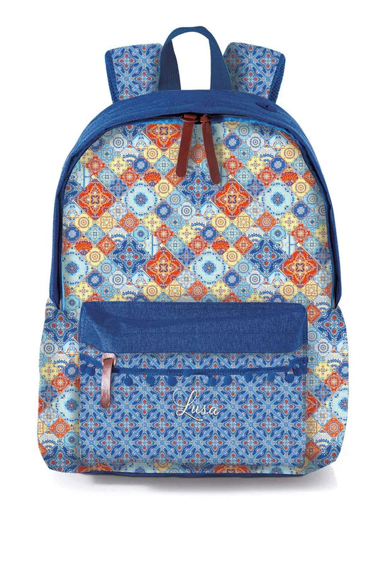 Mochila Escolar Lusa Tile Blue