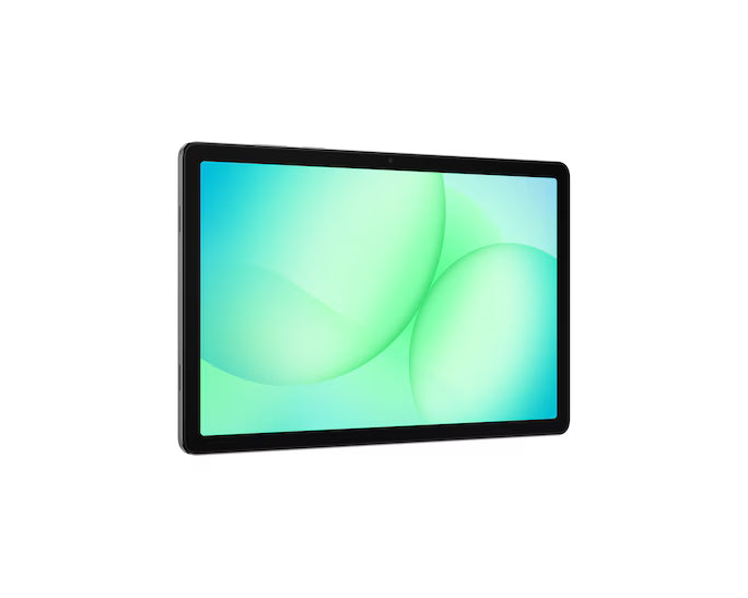 Tablet Samsung de 11 polegadas, frente com ecrã verde e moldura preta