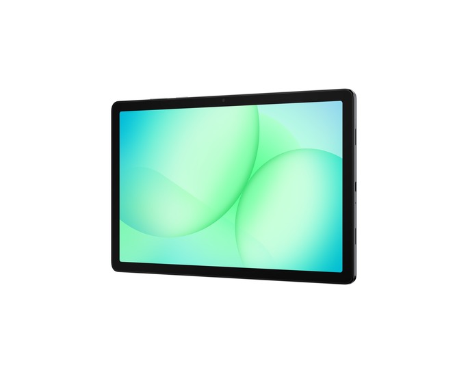Tablet Samsung Galaxy Tab A11+ com ecrã aceso, vista em ângulo
