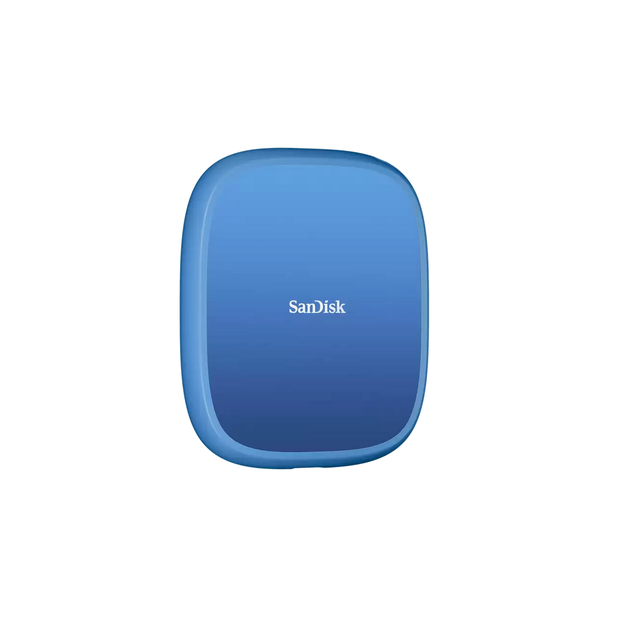 SSD móvel SanDisk Creator em caixa azul, formato quadrado arredondado