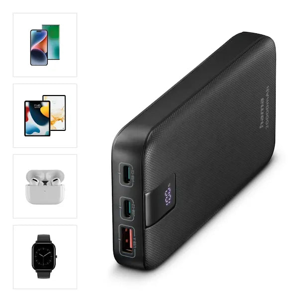 Power Bank 20000mAh Hama PD 20 Antracite 2x USB-C USB-A Carga Rápida