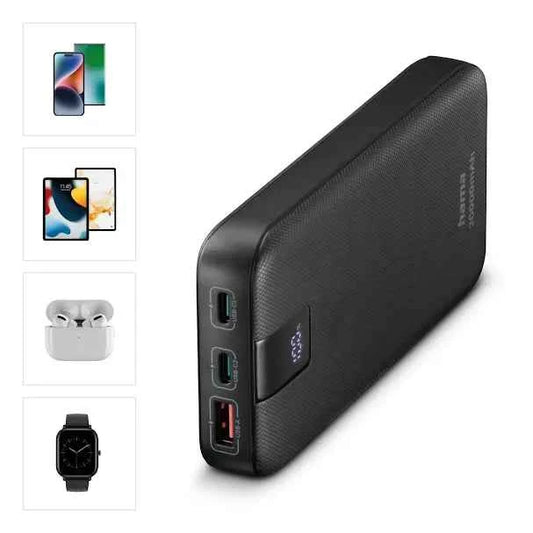 Power Bank 20000mAh Hama PD 20 Antracite 2x USB-C USB-A Carga Rápida